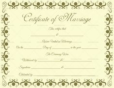 a certificate for marriage with an ornate border