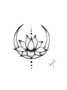 a black and white drawing of a lotus flower