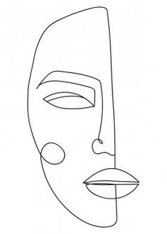 a black and white line drawing of a woman's face with circles on her nose