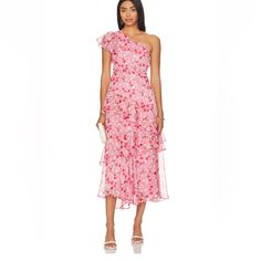 Astr The Label Victoriana Floral Ruffle Midi-Dress Sold Out In Stores Size Small Pink Red Floral Semi Formal Wedding Attire, Midi Formal Dress, Formal Wedding Attire, Formal Dress Code, Semi Formal Wedding, Pink Dress Casual, Effortless Beauty, Ruffle Midi Dress, Wedding Attire Guest