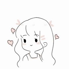 a drawing of a girl with hearts in her hair