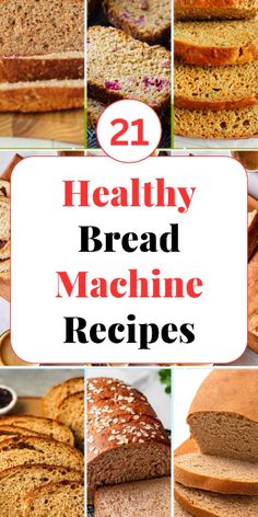 twelve healthy bread machine recipes with text overlay