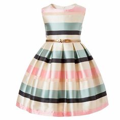 Sleeveless Striped Elegant Party Dress Pretty Birthday Dresses, Baby Girl Princess Dresses, Summer Flower Dress, Girls Party Wear, Princess Dress Kids, Kids Party Dresses, Wedding Dresses With Flowers, Elegant Party Dresses