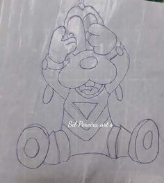 a drawing of a cartoon character on a piece of paper