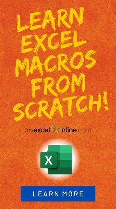 an orange book cover with the words learn excel macros from scratch on it's front