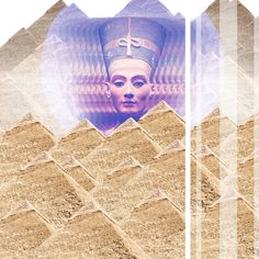 an image of the egyptian pyramids with a woman's face