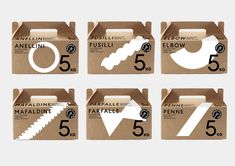 four packages of sewing needles in different sizes and colors, with the number five on each side