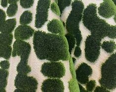 closeup of green and white patterned fabric