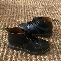 Smooth Black Leather Dr.Martens Monkey Boots. Worn A Few Times, In A Great Condition. Womens Us5 Size. Church Monkey Boots, Monkey Boots, Shoes Dr Martens, Dr Martens Shoes, Martens Shoes, Doc Martens, Dr. Martens, Bootie Boots, Ankle Boots