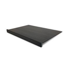 a black plastic sheet that is laying on top of a white background with the bottom section missing