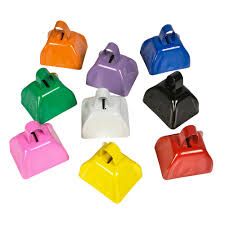 mini cow bells - Google Search Foot Games, Mini Cows, Noise Makers, Cow Bell, Party City, Come Home, Solid Metal, Party Favor, Pink And Orange