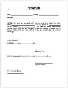 the affidavit form is shown in this document