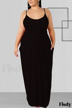 Fisdy - Elegante y favorecedor vestido de tallas grandes en color púrpura con diseño patchwork de moda y costura de vendaje intrincada Plus Size Outfits Work, Black Sleeveless Dress Casual, Sleeveless Dress Casual, Long Dress Plus Size, Pocket Maxi Dress, Dress Sleeve Styles, Perfect Prom Dress, Plus Size Fits, Sling Dress