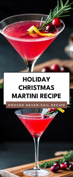 Image for Holiday Christmas Martini Recipe Mixed Drinks For Christmas, Rudolph's Night In Drink, Red Martini Cocktails, New Years Martini Recipes, Grinch Martini Drink Recipes, Easy Christmas Drinks 3 Ingredients, Christmas Lemon Drop Martini, Christmas Martini Recipes Vodka, Cranberry Martini Recipes