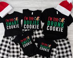 These shirts are made from 100% soft and lightweight ring-spun cotton! Whether you're celebrating Christmas Eve, hosting a holiday party, or enjoying a family get-together, these matching Christmas shirts will make your traditions truly unforgettable. Each shirt is sold separately & pajama bottoms are NOT included! ●PRINT  Our designs are printed using the highest quality professional direct to garment (DTG) process, meaning fabric grade ink is printed directly onto the garment and blends with t Christmas Shirts Family Matching, Christmas Pajamas Shirt Ideas, Cute Matching Christmas Shirts, Funny Cousin Christmas Shirts, Family Christmas Shirts Ideas, Christmas Crew Family Shirts, Family Christmas Themes Outfits, Funny Christmas Pjs Family, Family Pajama Ideas