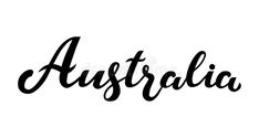 the word australia written in cursive black ink on a white background royalty illustration