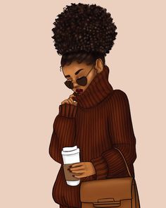 "Cozy up to this autumn art print featuring an African American beauty. The perfect touch to your home or office during this fall season. This wall art is great to keep or gift alike! *Please note: the watermark will NOT appear on your print View my work on INSTAGRAM @cocomicheleillustrations The Deets: - Available in 4\"x6\" / 5\"x7\" / 8\"x10\" - Printed on premium quality paper and signed by me - Shipped in a bendproof mailer to ensure it is perfect upon arrival! COPYRIGHT ALL RIGHTS RESERVED Fall Fashion Illustration, Laid Edges, African American Beauty, Autumn Art Print, Autumn Art, Black Artists, Fall Fashion, African American, Fashion Illustration