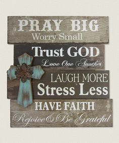 Another great find on #zulily! 'Pray Big' Cross Wall Sign #zulilyfinds Pray Big, God Love, Wall Crosses, Rustic Signs, Diy Signs