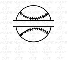 a baseball ball with the word cut out on it's front and back side