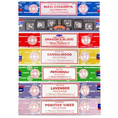 Incense Variety Pack (7 Scents) by Satya Dragons Blood Incense, Pentagram Jewelry, Nag Champa, Tarot Bags, Bedroom Setup, Aroma Oil, Altar Cloth, Mini Candles, Incense Cones