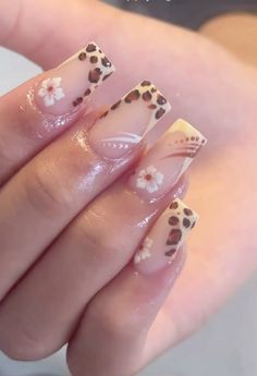 Lily Nails, Quinceanera Nails, Wow Nails, Hippie Nails, Leopard Print Nails, Simple Gel Nails, Summery Nails, Print Nails