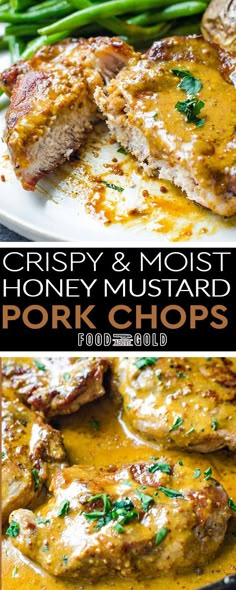 pork chops with grisby and moist honey mustard sauce