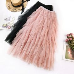 Summer High Waist Ruffles Boho Beach Long Skirt OG0713 Maxi Skirt Spring, High Waist Pleated Skirt, Empire Dresses, Long Maxi Skirt, High Waisted Pleated Skirt, Tulle Tutu Skirt, Maxi Rok