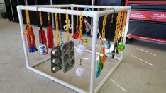 an object made out of plastic bottles and chains