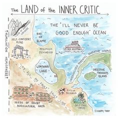 the land of the inner crittec is shown in this hand drawn cartoon,