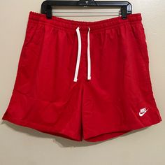 Nike Club Essentials Woven Flow Shorts University Red Men’s Xl Dr5678-657 New Red Cotton Athletic Shorts For Streetwear, Nike University Red Sports Shorts, University Red Cotton Sporty Shorts, Mens Red Shorts, Red 2-in-1 Athletic Shorts, Nike Shorts, Shorts Athletic, Mens Shorts, Nike Men