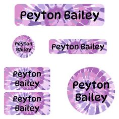 some type of stickers with the names of different types of items on them,