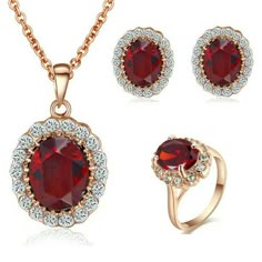 Red Jewelry Set, Ruby Earring, Red Crystal Necklace, Fine Gold Jewelry, Middleton Style, Earring Ring, Kate Middleton Style, Ruby Pendant, Necklace Ring