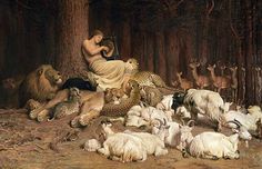 a painting of a woman surrounded by animals