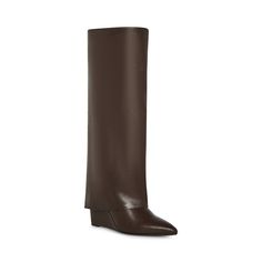 The Madden Girl Evander boot features a unique fold-over design allowing versatile styling. Fold Over Boots, Heel Stretch, Closed Toe Shoes, Madden Girl Shoes, Madden Girl, Tall Boots, Boot Shop, Fold Over, Dress With Boots