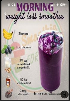 Easy Healthy Smoothie Recipes, Fruit Smoothie Recipes Healthy, Best Smoothie, Easy Healthy Smoothies, Smoothie Recipes Healthy Breakfast, Fat Burning Smoothies