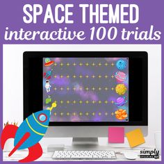 an image of a computer screen with the words space themed interactive 100 trials on it