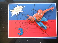 a spiderman birthday card with the number 3 on it