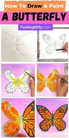 how to draw and paint a butterfly with the words, how to draw and paint a butterfly