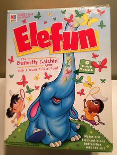 an electronic game called elefun is shown on the table next to it's box