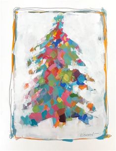 a painting of a colorful christmas tree