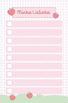 a pink and white checkered paper with strawberries on it, in the shape of a