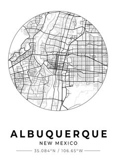 a black and white map of the city of albuquerque, new mexico on a white background