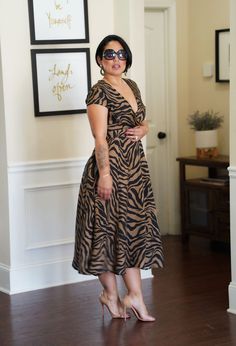 DIY ZEBRA PRINT DRESS USING VOGUE PATTERN #1672 | Mimi G Style Material Styles, Zebra Print Dress, 2024 Design, Vogue Pattern, Evening Dresses Plus Size