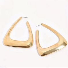 Triangle Gold Hoop Earrings Golden Hoops, Gold Triangle, Spring Earrings, Turtle Earrings, Beaded Drop Earrings, Gold Diamond Earrings, Triangle Earrings, Rhinestone Studs, Chic Jewelry