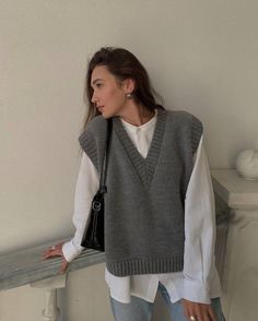 Crochet Sweater Vest, Vest Sweater, Casual Outwear, Winter Chic, Sweater Vest Women, Sweater Tank, Vest Outfits