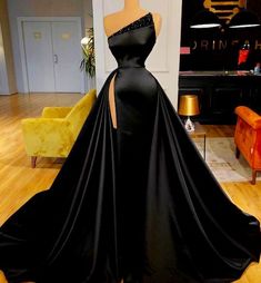 Fairwell Dresses, Scandalous Dress, Prom Dresses One Shoulder, Satin Prom Dress Long, Prom Dresses Long Black, Beaded Prom Dresses, Robes D'occasion, One Shoulder Prom Dress, 파티 드레스