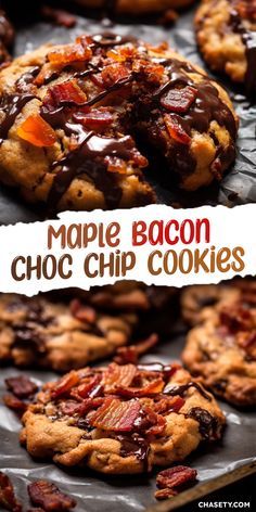 maple bacon chocolate chip cookies on a baking sheet