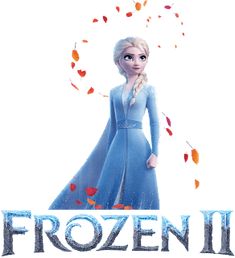 the frozen ii movie poster is shown with an image of a woman in blue dress