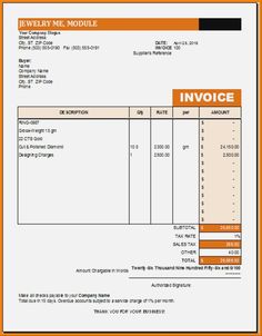 an invoice form with orange accents