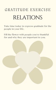 a card with the words, grateful exercise relationss